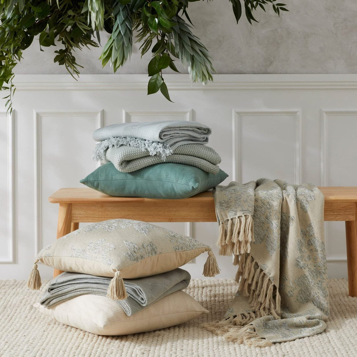Pilbeam Living Marigold 127x152cm Throw Blanket Sofa/Bed Decor Seafoam/Almond — image 2