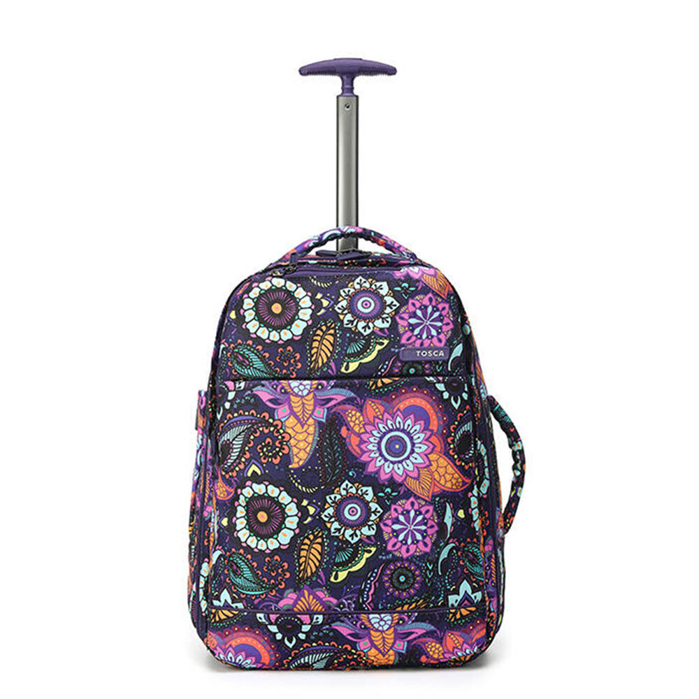 Tosca So-Lite 50cm Wheeled Travel Trolley/Backpack Carry On Duffle Bag Paisley