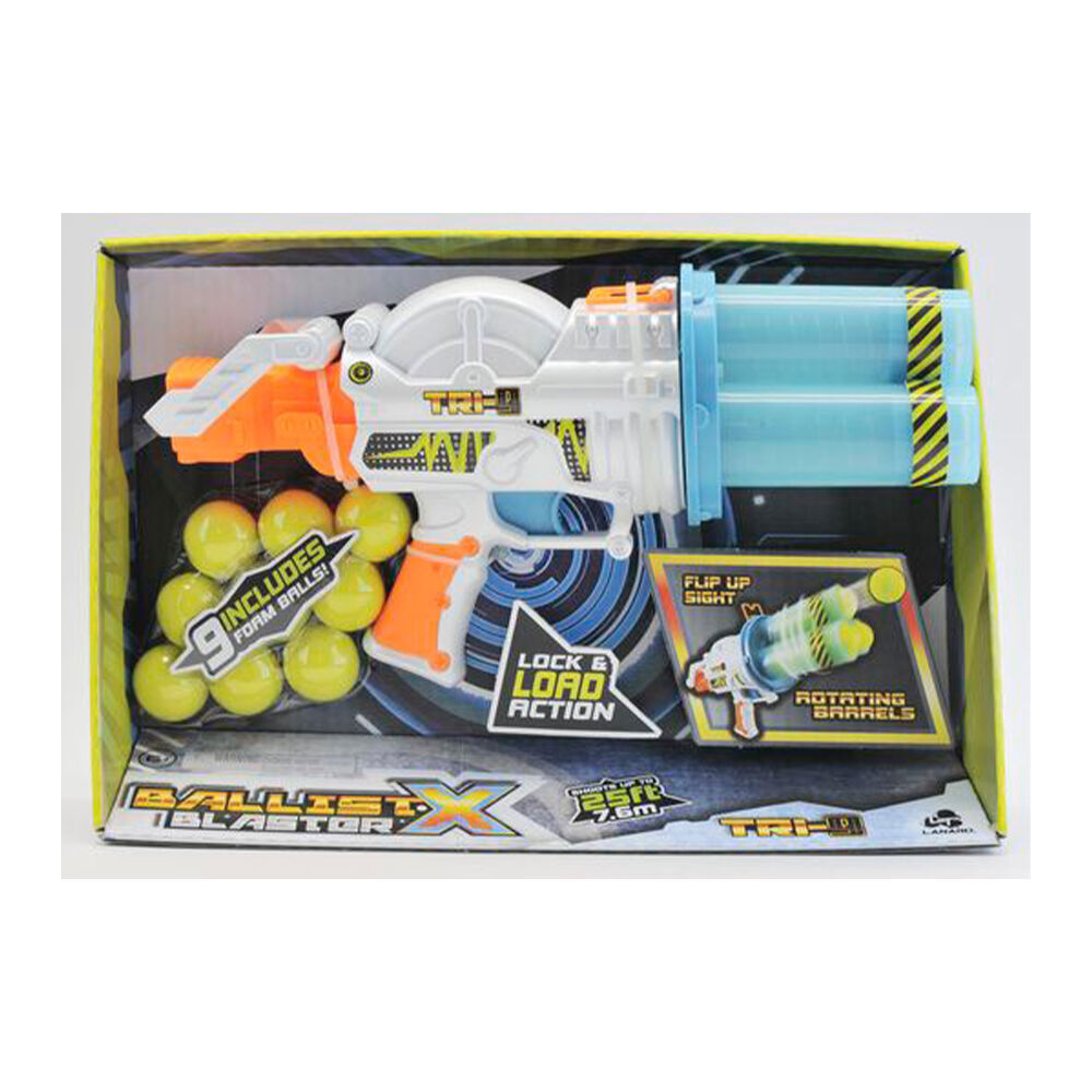 Ballist-X Tri Blaster Rotating Barrels Kids Gun Toy w/ 9 Foam Balls 6y+ (2 Pack) — image 2