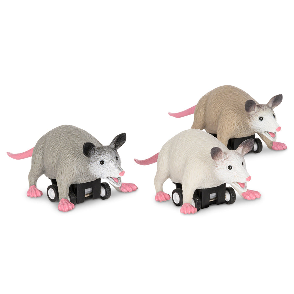 Archie Mcphee 9.5cm Pull Back Racing Possums Vinyl Plastic Toy Assorted 3y+ (3 Pack)
