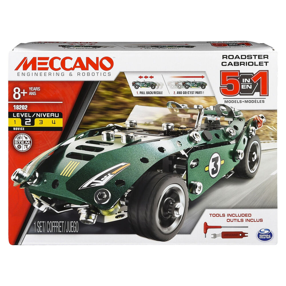 Meccano 5-in-1 Multi Model Roadster Childrens Building Set 8Y+ (174 Pieces)