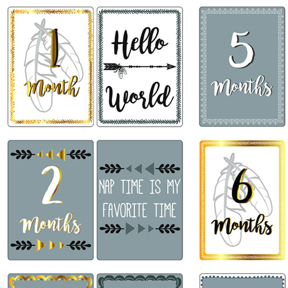 The Peanutshell Boho Reversible Baby Milestone Card 18cm Cardboard Props (12 Pieces) — image 2