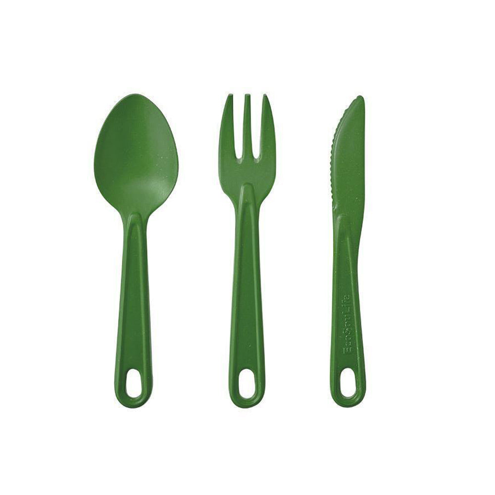 Eco Soulife All Natural Outdoor Picnic Camping Reusable Cutlery Set Green (6 Pieces) — image 2