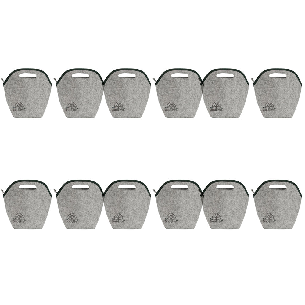 Eco Soulife 2PK EcoSouLife Reusable Insulated Food Bag/Lunchbag Storage w/ Handle Grey (6 Pack)