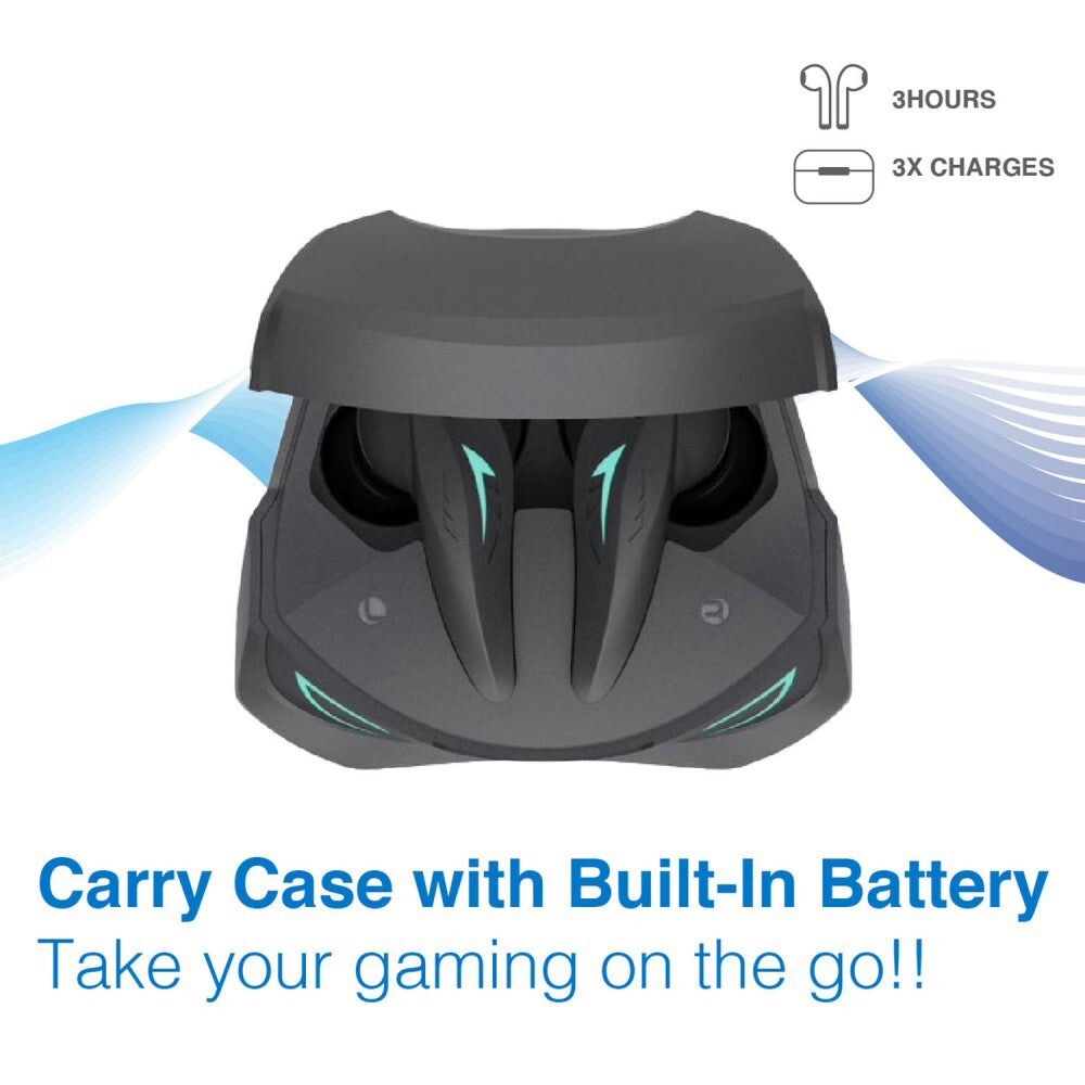 Laser TWS Wireless BT Gaming Earphones w/ Charging Case Noise Cancelling Black — image 3