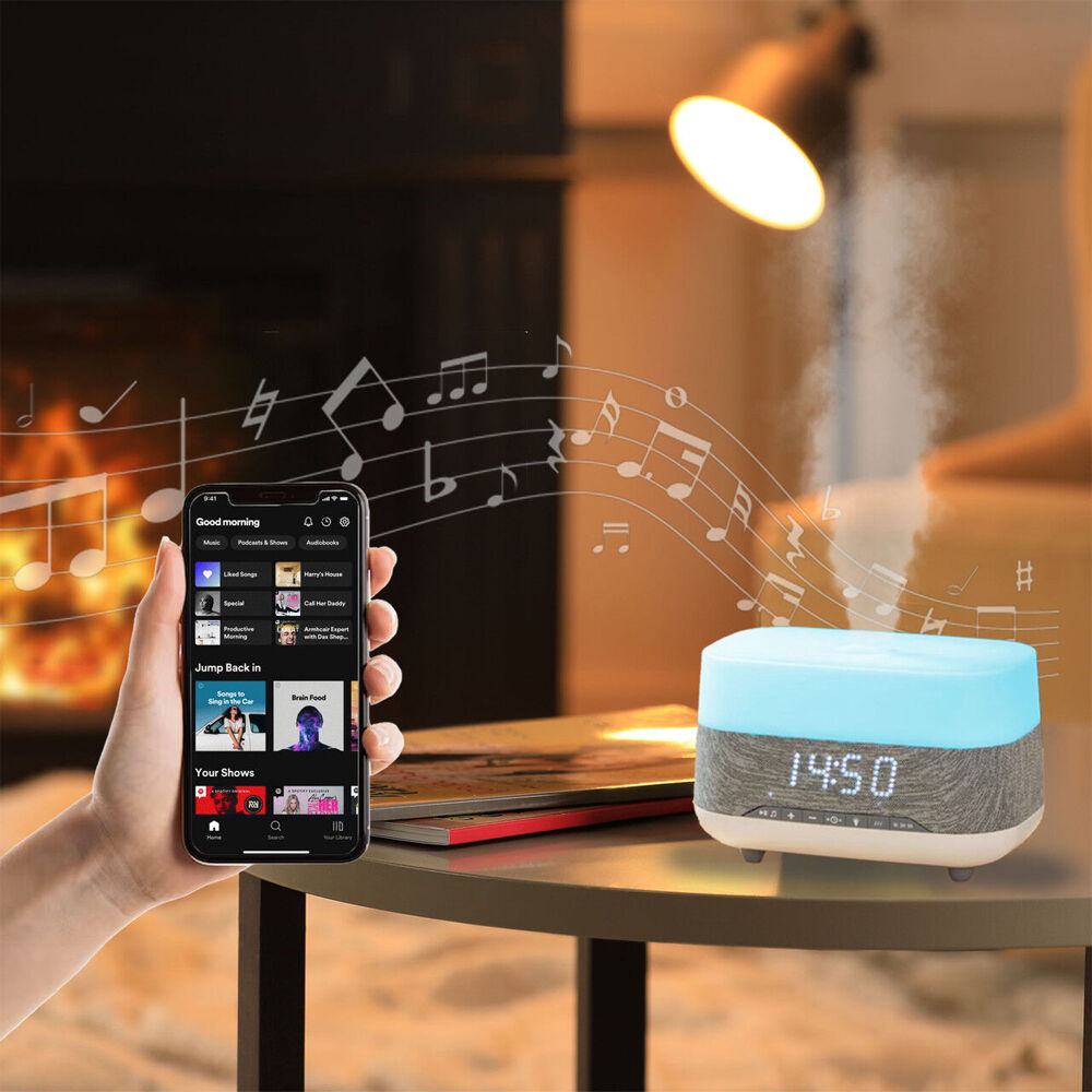 Laser 18.5cm Ambient Diffuser Clock Radio w/ Bluetooth Speaker & LED Light — image 3