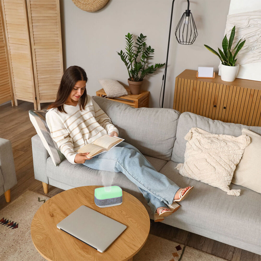 Laser 18.5cm Ambient Diffuser Clock Radio w/ Bluetooth Speaker & LED Light — image 5