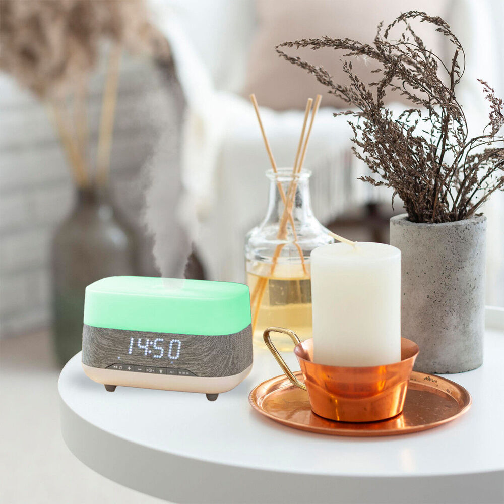 Laser 18.5cm Ambient Diffuser Clock Radio w/ Bluetooth Speaker & LED Light — image 8