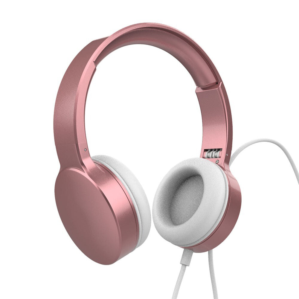 Laser Wired Folding 3.5mm Aux Over-Ear Headphones Headset For Phones Rose Gold — image 4