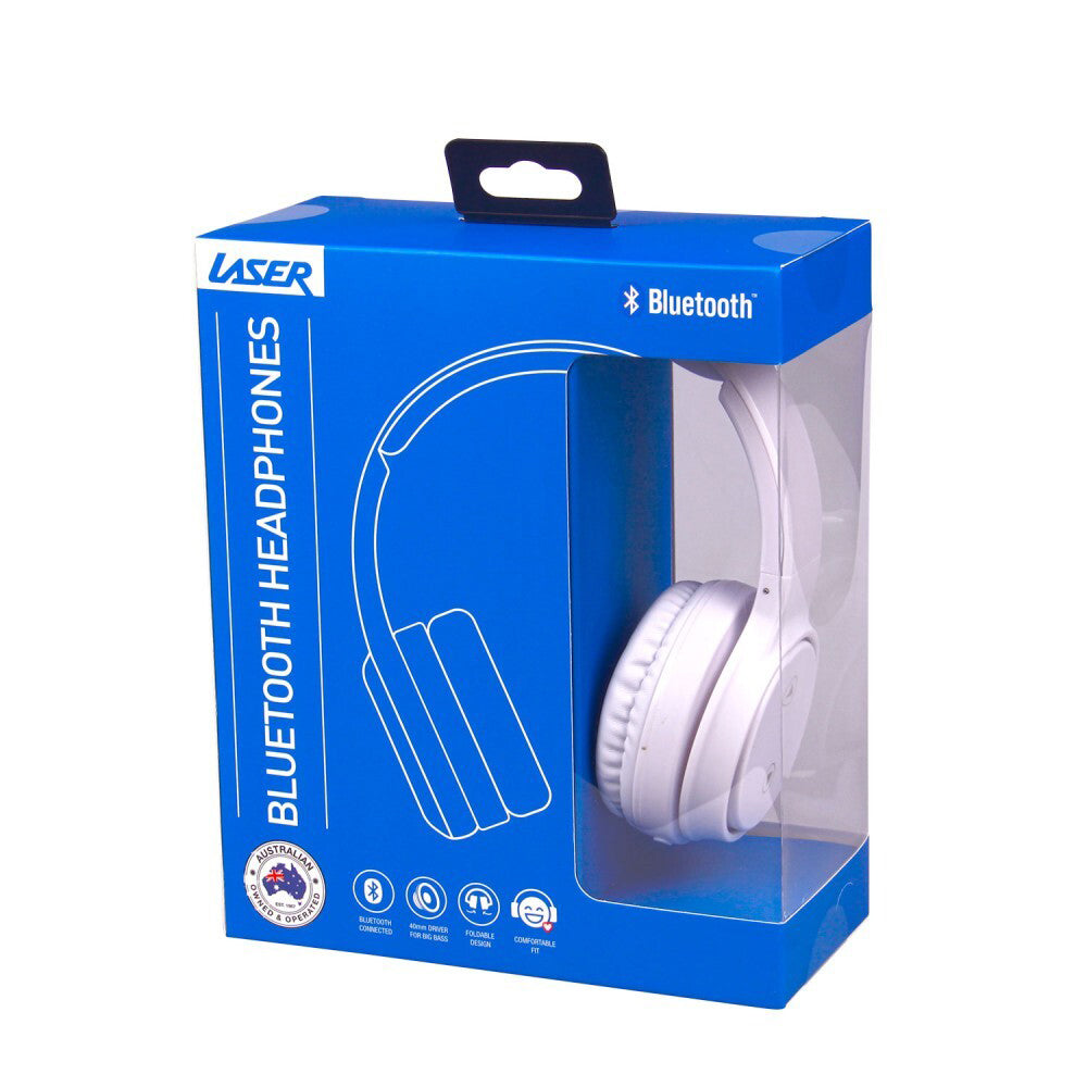 Laser Foldable Wireless Bluetooth Headphones Over-Ear Headset w/Mic Bright White — image 3