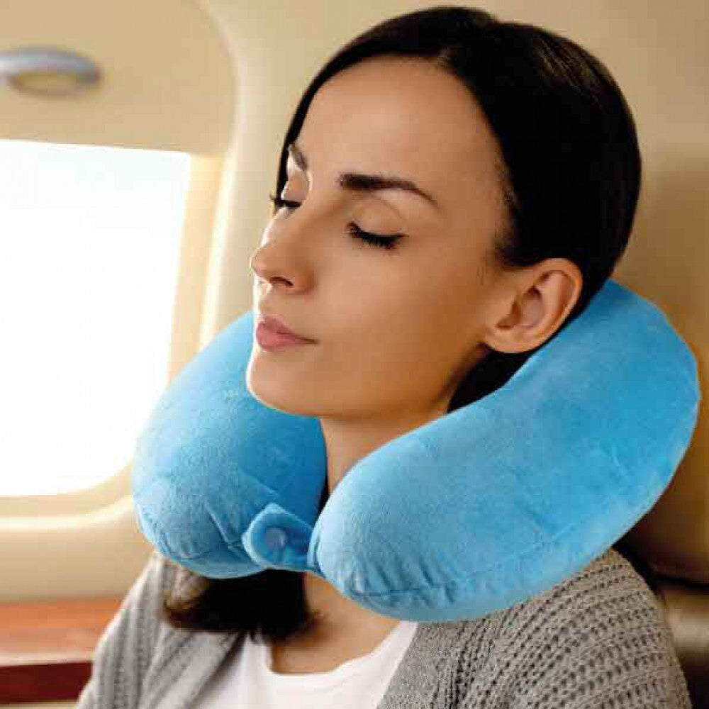 Laser Memory Foam Neck Travel Pillow Sleeping Support w Washable Cover — image 2