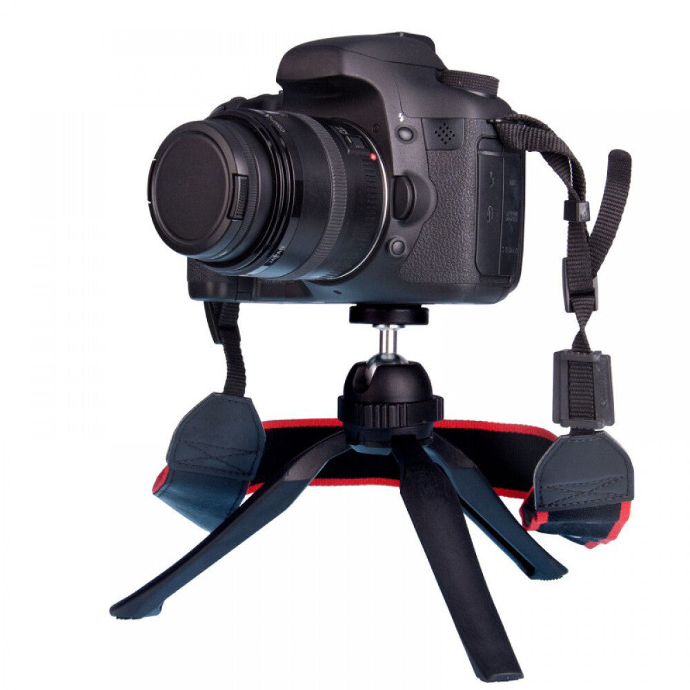 Laser Mini Foldable Tabletop Tripod Stand w/ Phone Adapter For Cameras Black — image 3