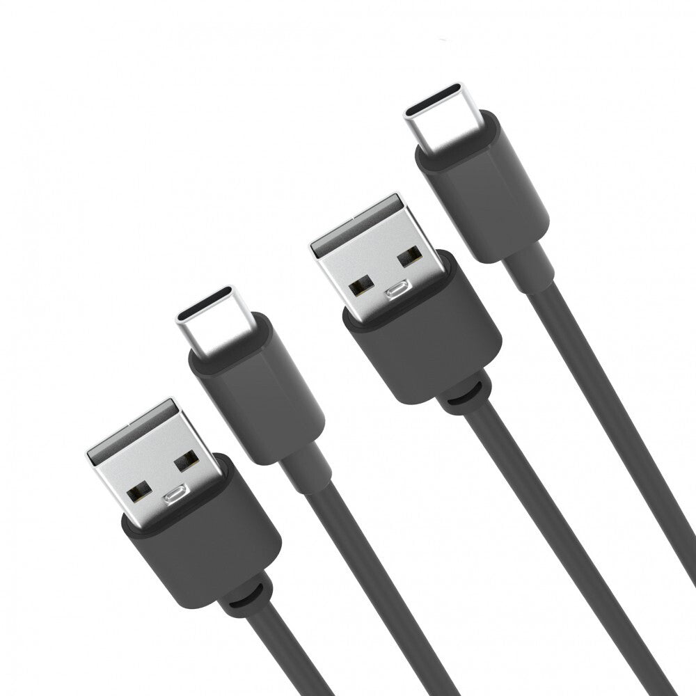 Laser USB-A to USB-C Fast Charging Data Sync Cable Connector Cord 1m Black (2 Pack)