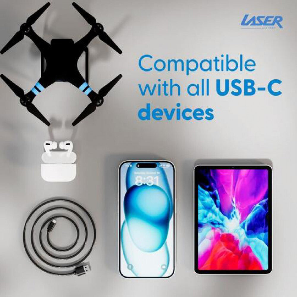 Laser USB-A to USB-C Fast Charging Data Sync Cable Connector Cord 1m Black (2 Pack) — image 3