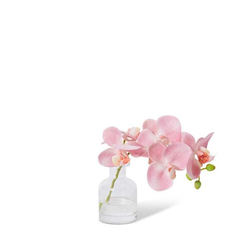 E Style 25cm Plastic Phalaenopsis Orchid in Vase Artificial Faux Flower Pink