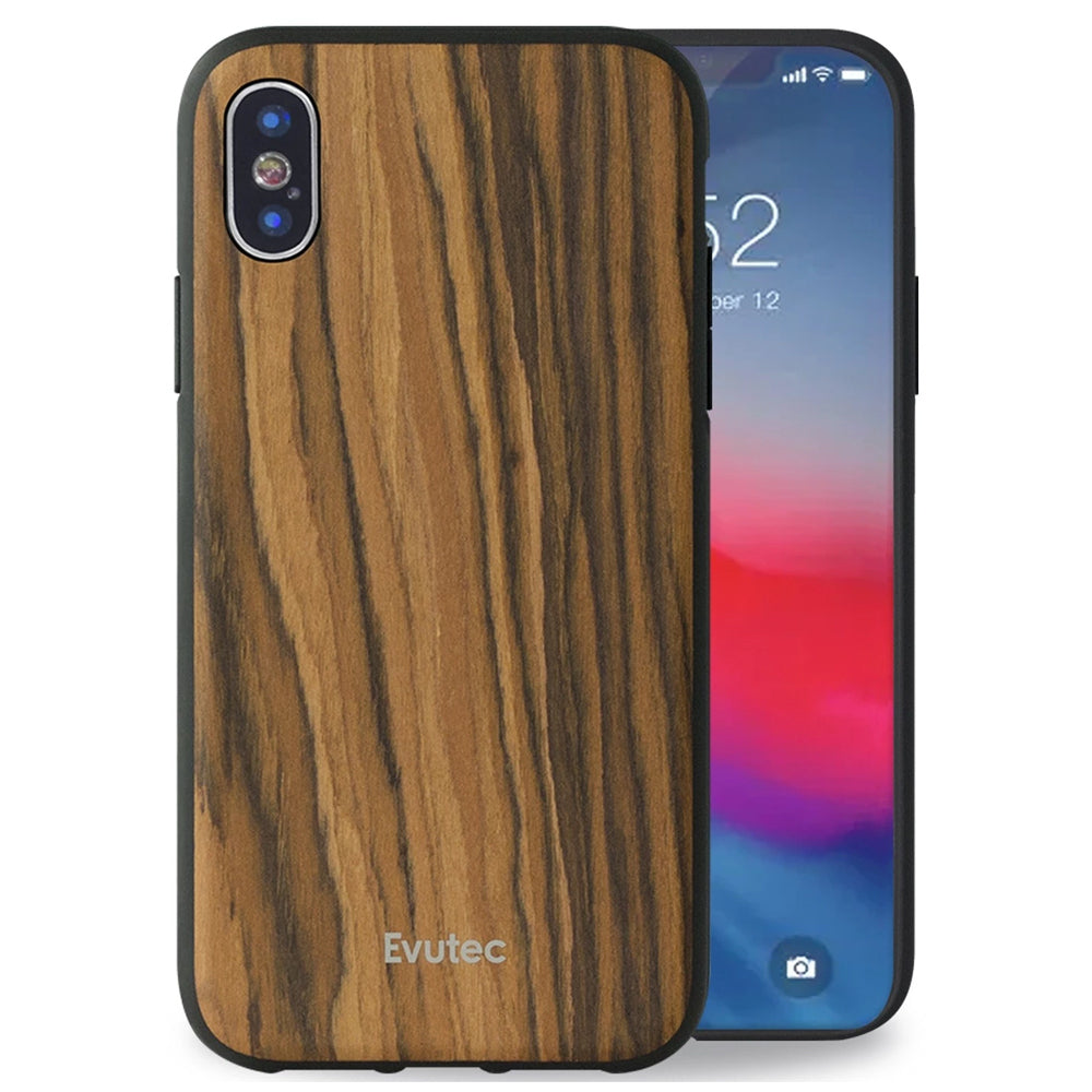 Evutec AER Wood Drop Proof Case Cover For Apple iPhone X/XS w/Car Vent Mount BRW — image 3