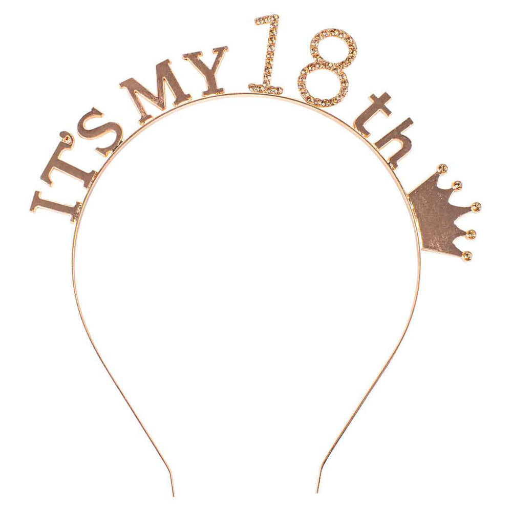 LMD Its My 18th Rose Gold Ladies Head Band Birthday Gift Party Favour Accessory (2 Pack) — image 2