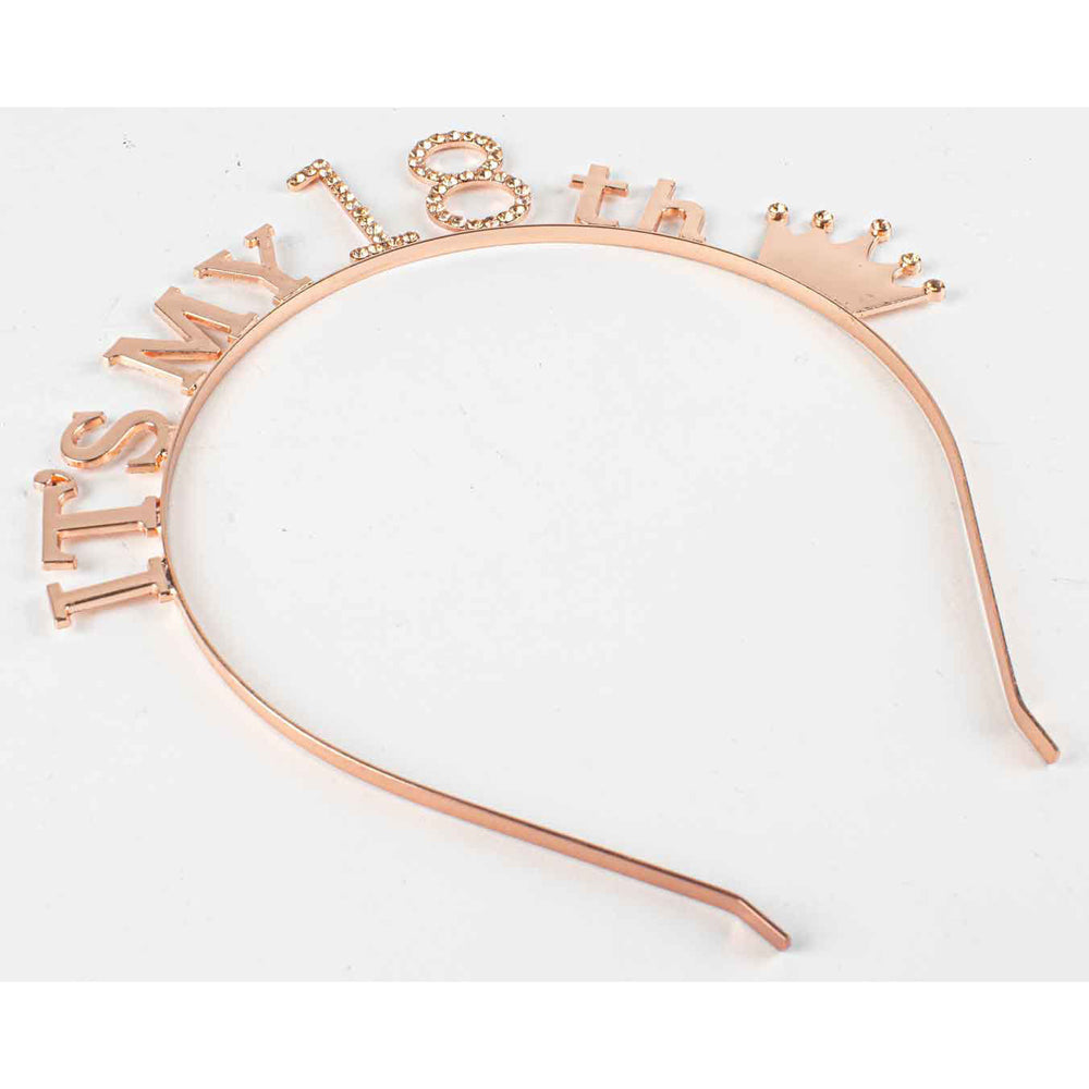 LMD Its My 18th Rose Gold Ladies Head Band Birthday Gift Party Favour Accessory (2 Pack) — image 4
