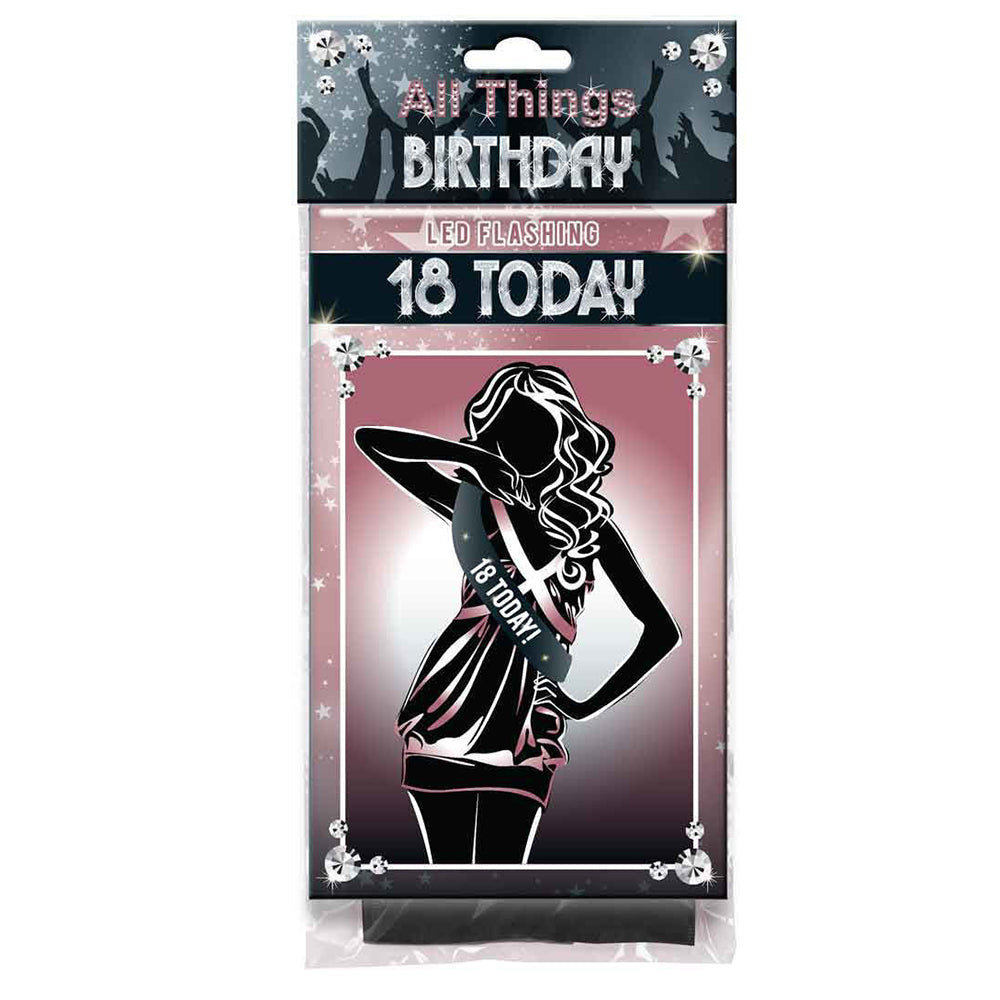 LMD Black 18th Flashing Sash Black With Silver Foil Lettering Girls Birthday Costume — image 2