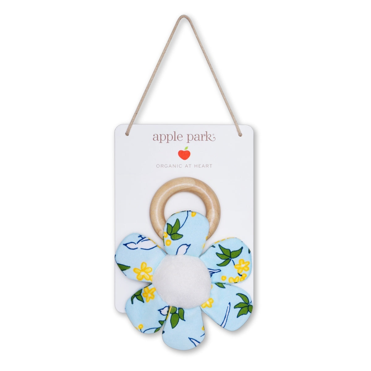 Apple Park Cotton 15cm Teething Rattle Enchanted Leaves Blue Baby/Infant Toy 0m+