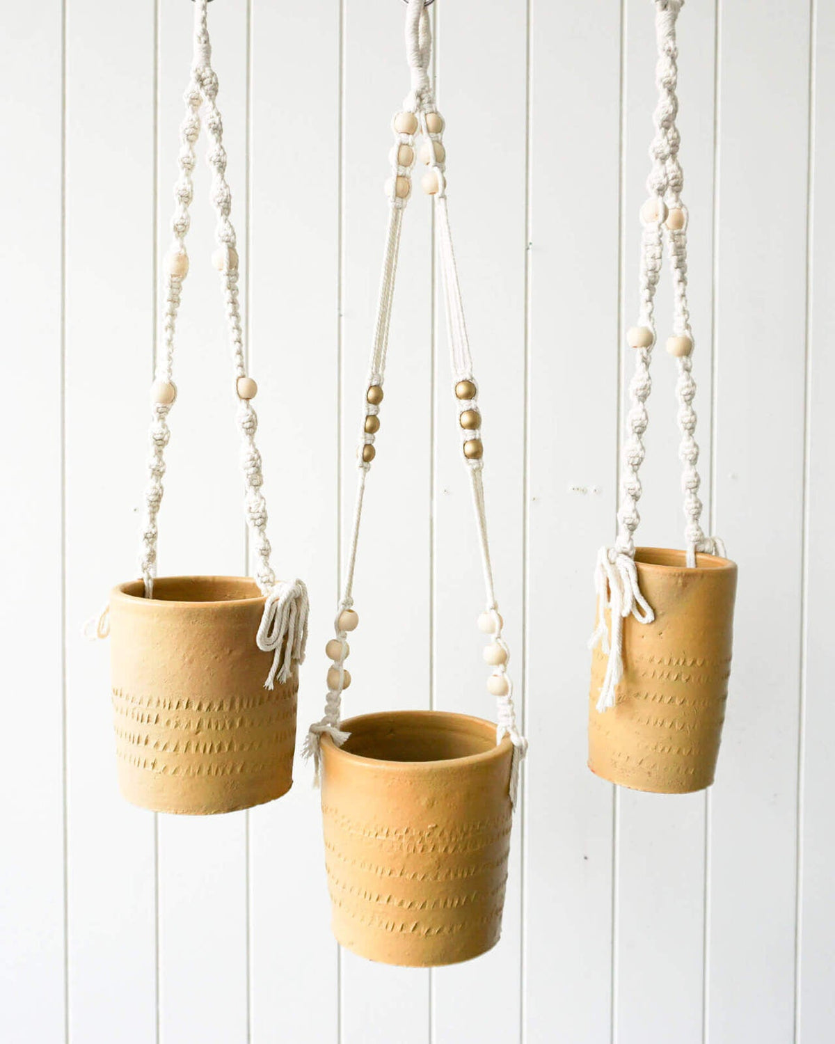 Rayell Large Lacey Hanging Pot/Planter Home Decor/Display Mustard 10x18.5x10cm — image 3