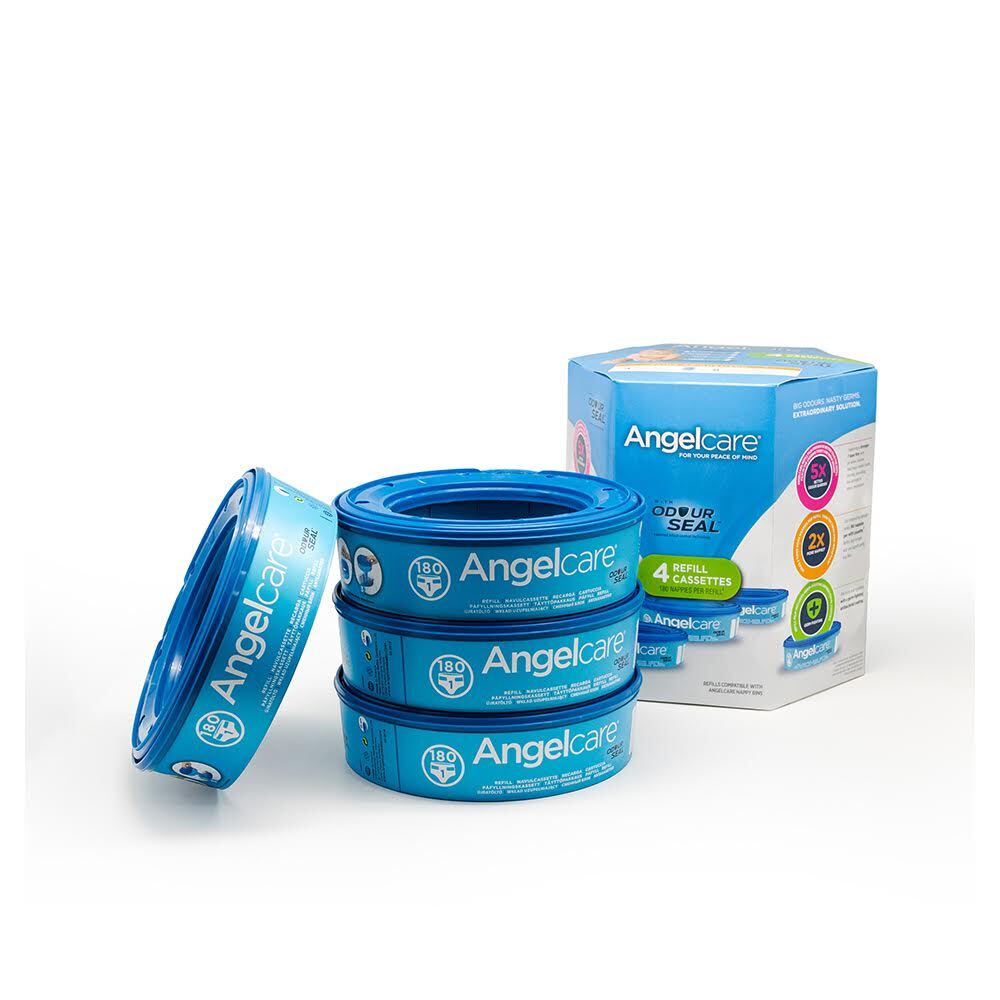 Angelcare 4PK Baby Nappy Diaper Disposal Cassette Refill for Disposal System/Bin