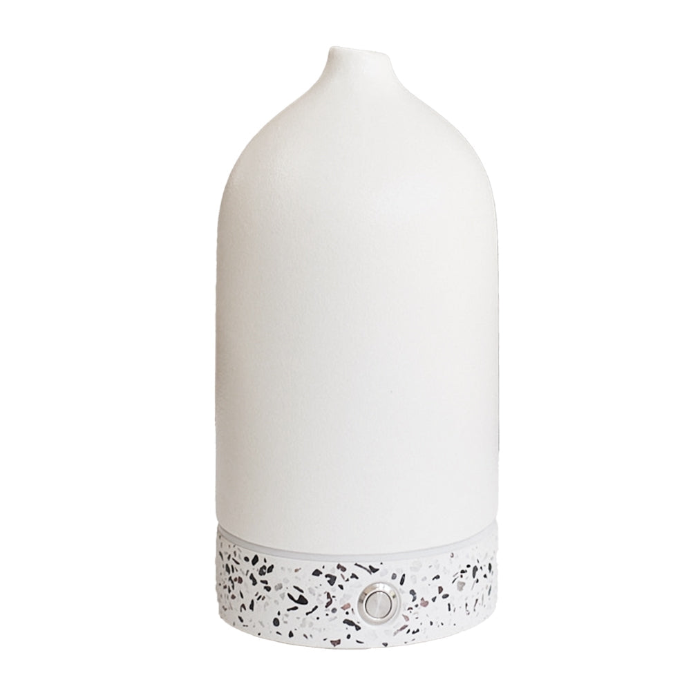 Homedics Ellia Pure Electric Ultrasonic Aroma Diffuser Ceramic/Terrazzo Pure 19.6cm — White