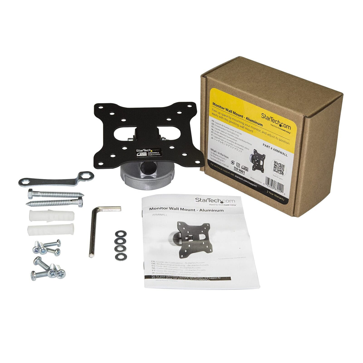 Star Tech 34in 15kg Aluminum Monitor/TV Wall VESA Mount Swivels/Tilts Black — image 3
