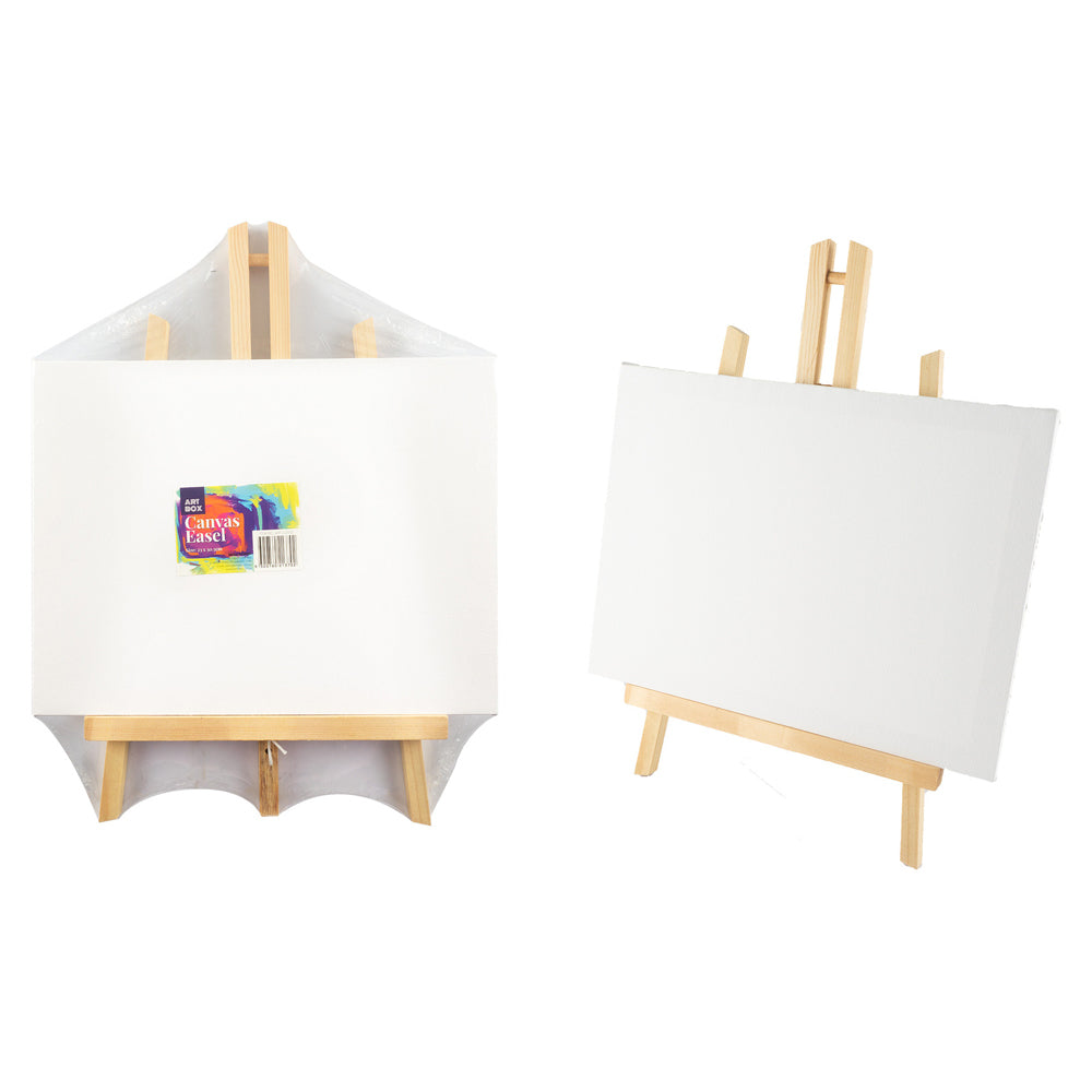 Art Boxd 30.5cm Large Stretched Canvas 280gsm Art/Craft Painting w/ Wooden Easel — image 2