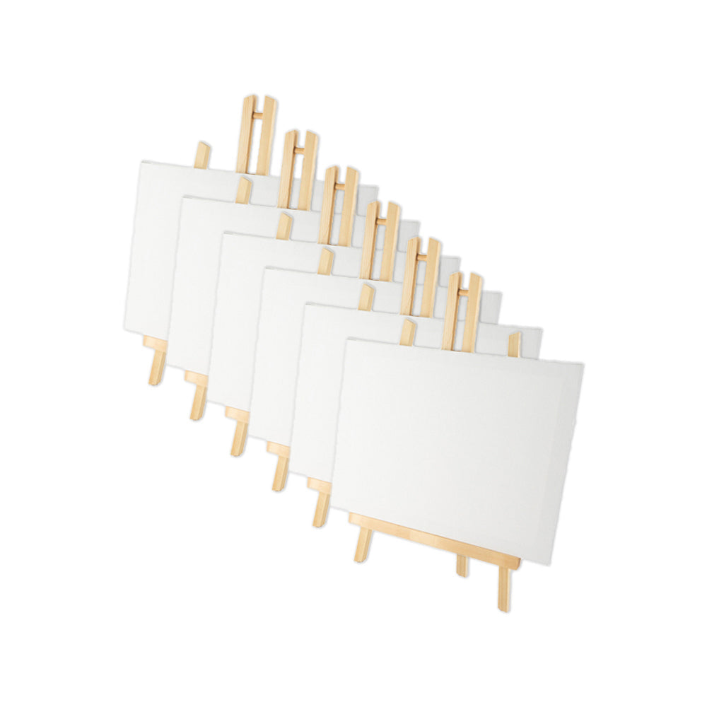 Art Boxd 18cm Stretched Canvas 280gsm w/ Wooden Easel Medium Thick (6 Pack)