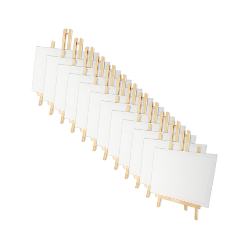 Art Boxd 7cm Square Small Stretched Canvas 280gsm Painting w/ Wooden Easel (12 Pack)