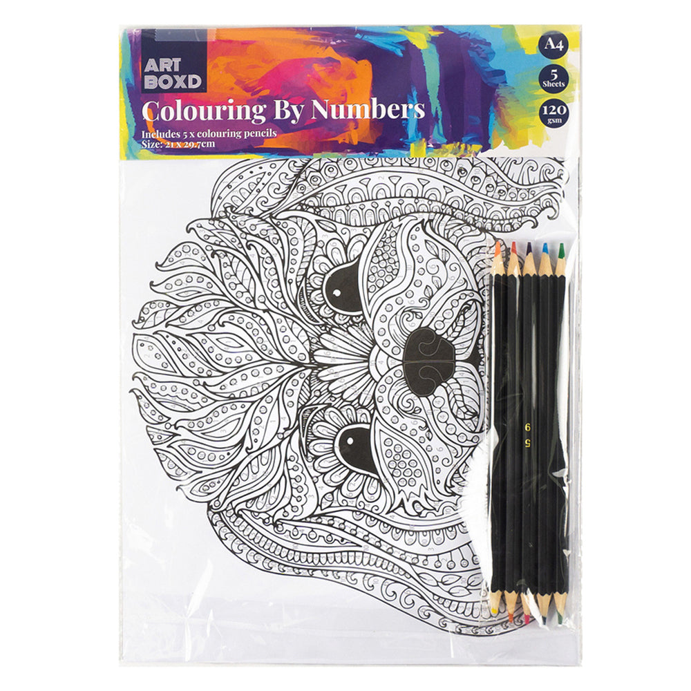 Art Boxd Colour By Numbers Kids/Children Fun Activity Colouring Kit w/ Pencils