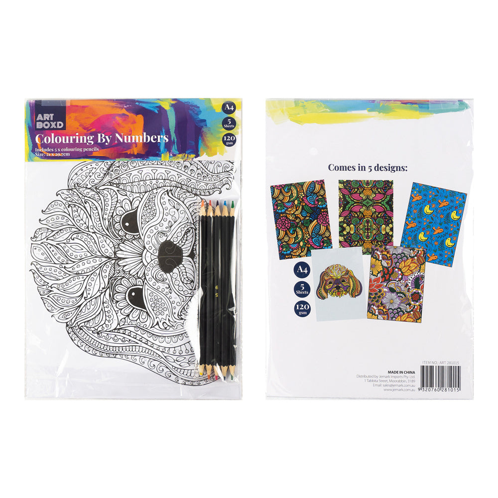 Art Boxd Colour By Numbers Kids/Children Fun Activity Colouring Kit w/ Pencils — image 2