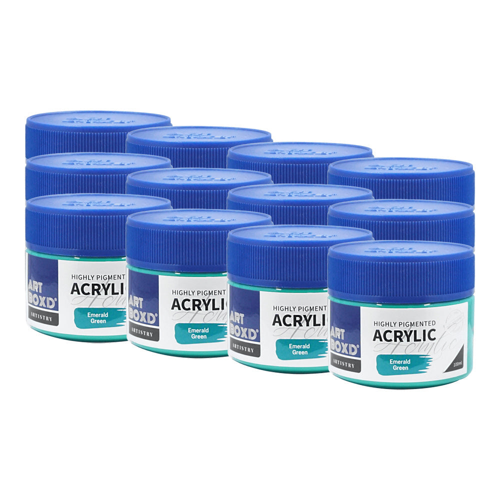 Art Boxd 100ml Premium Acrylic Artists Paint High Pigmented Emerald Green (12 Pack)