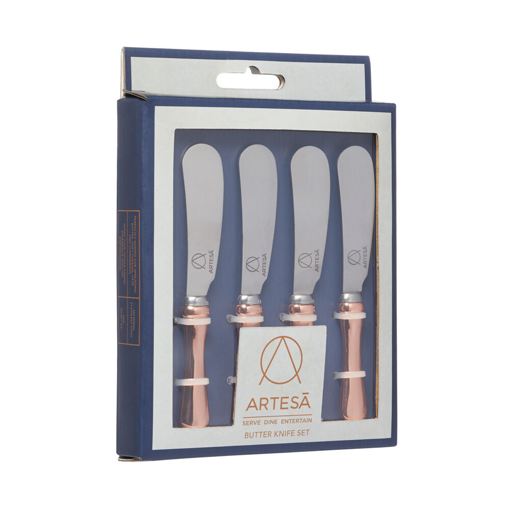 Artesa Stainless Steel Butter/Soft Cheese Knife Set Rose Gold Handle (4 Pack) — image 2
