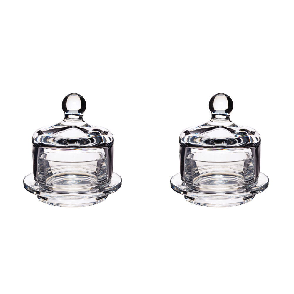 Artesa Mini Glass Serving Cloche for Butter Spreads Soft Cheese 9x9.5cm (2 Pack)