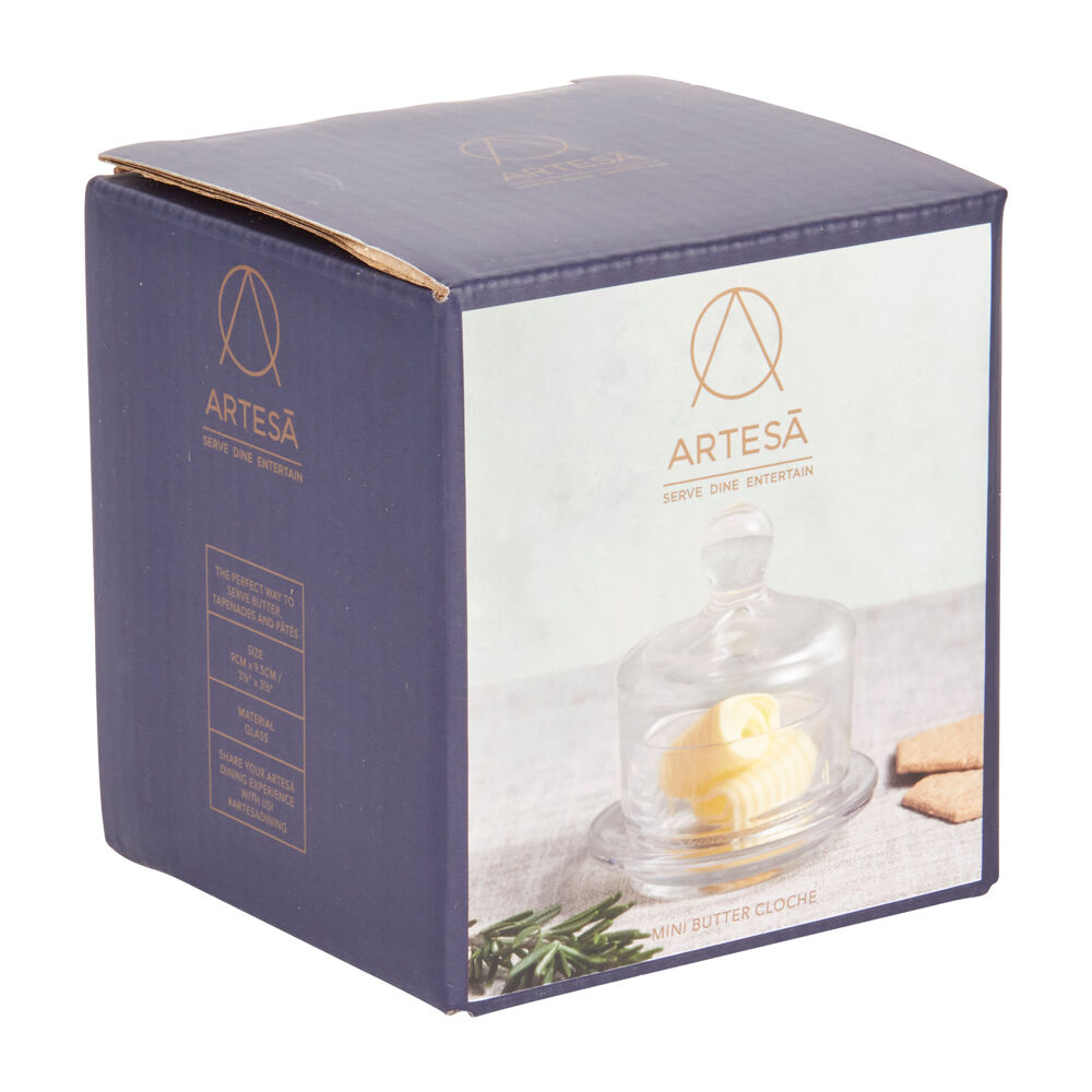Artesa 9x9.5cm Mini Glass Serving Cloche for Butter Spreads Soft Cheese — image 2