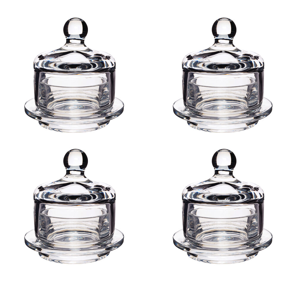 Artesa Mini Glass Serving Cloche for Butter Spreads Soft Cheese 9x9.5cm (4 Pack)