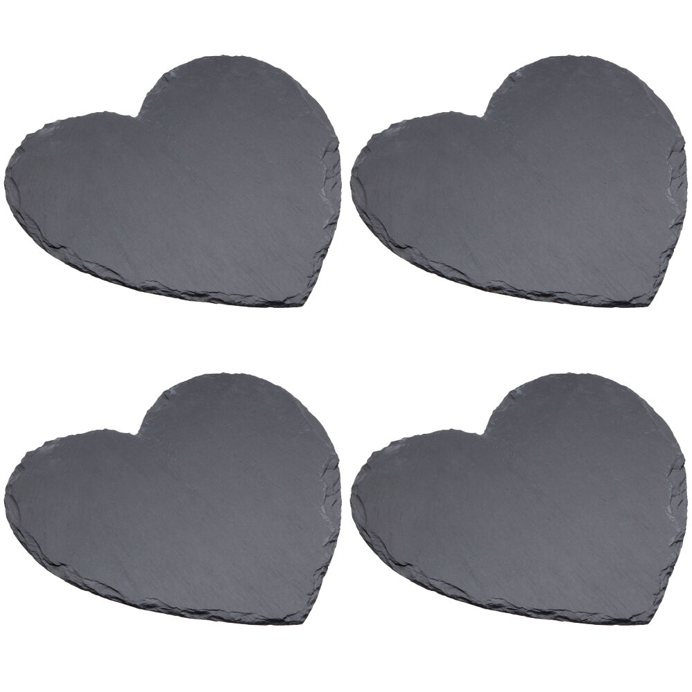 Artesa Rustic Slate Heart Shaped Serving Platter/Tray Charcuterie/Entree (4 Pack)