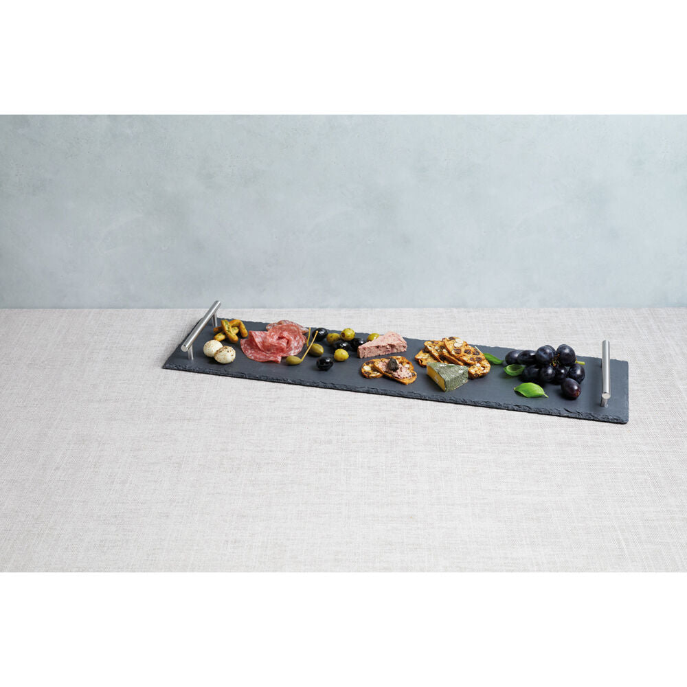 Artesa Slate Rectangular Serving Platter w/Brushed Brass Handles 60x15cm (2 Pack) — image 4