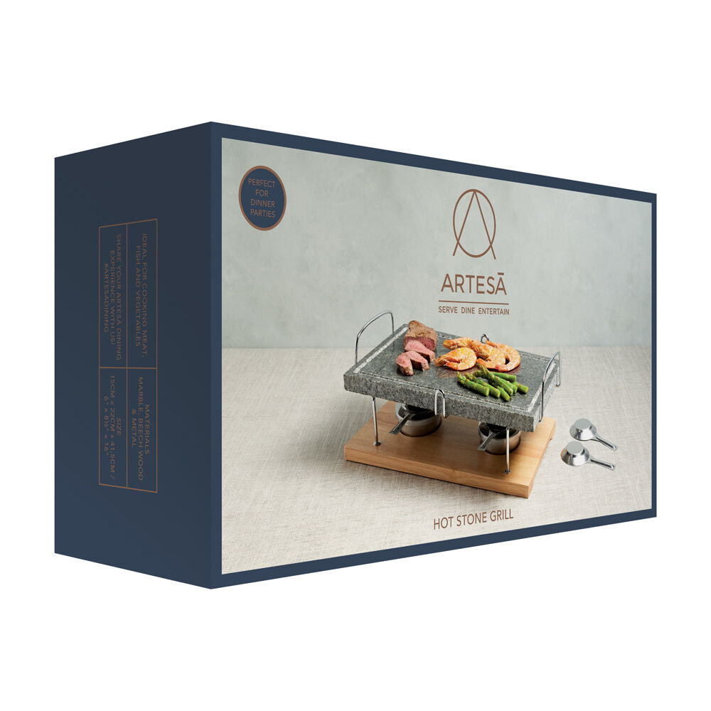 Artesa Marble Hot Stone Grill with Wooden Base and Burners — image 2