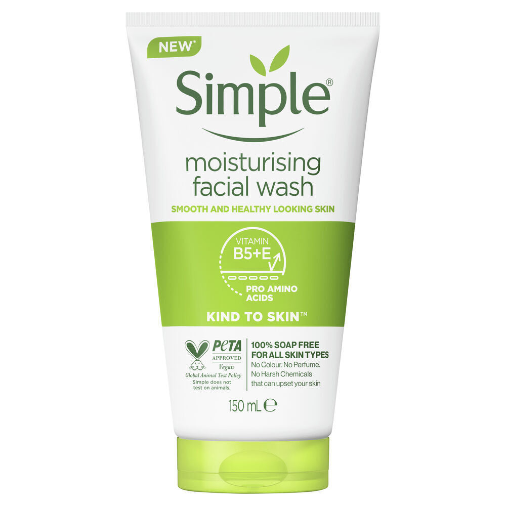 Simple Moisturising Facial Wash For All Skin Types Unscented 150ml (3 Pack) — image 2