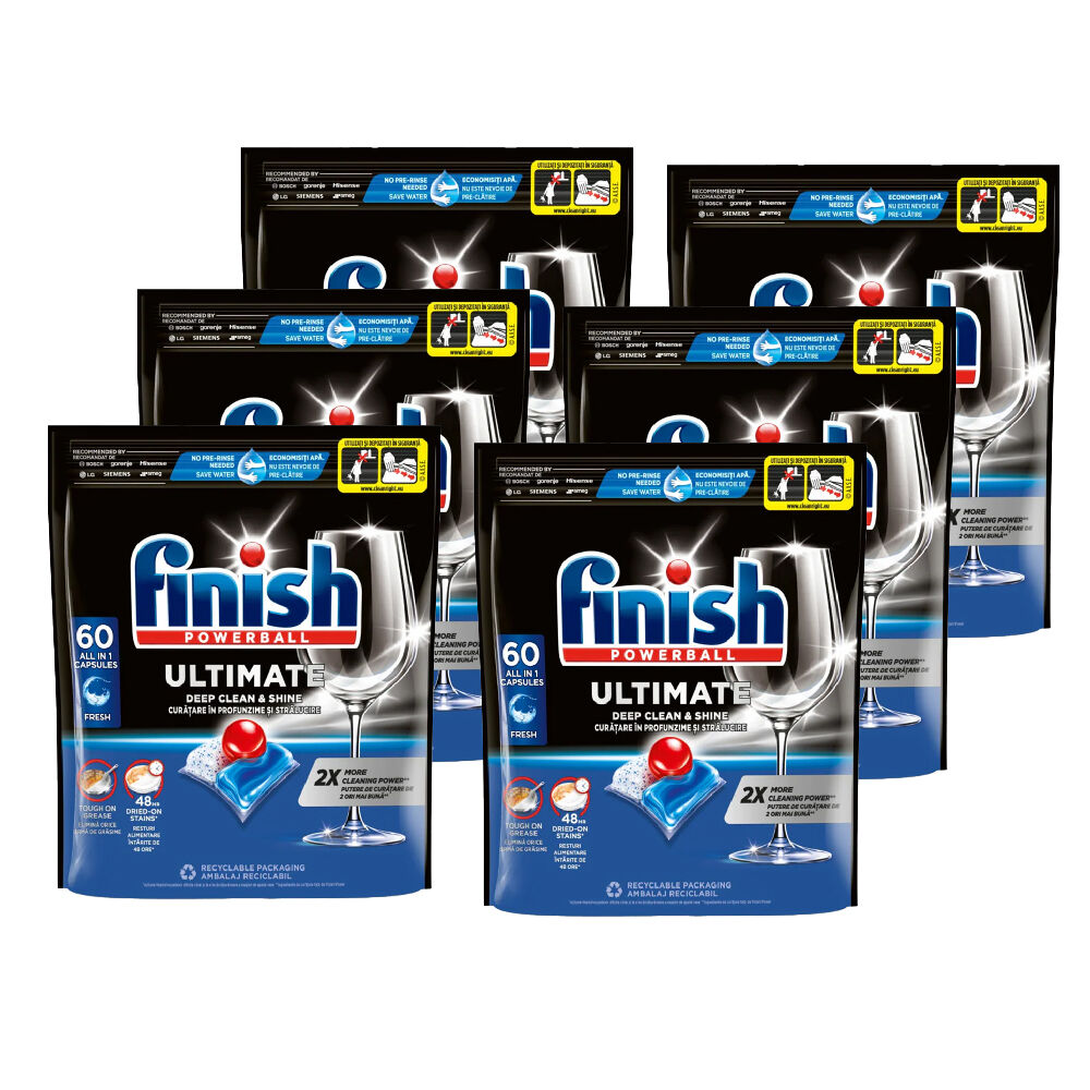 Finish 60pc Finish Powerball Ultimate Dishwasher Tablets Fresh Scented (6 Pack)