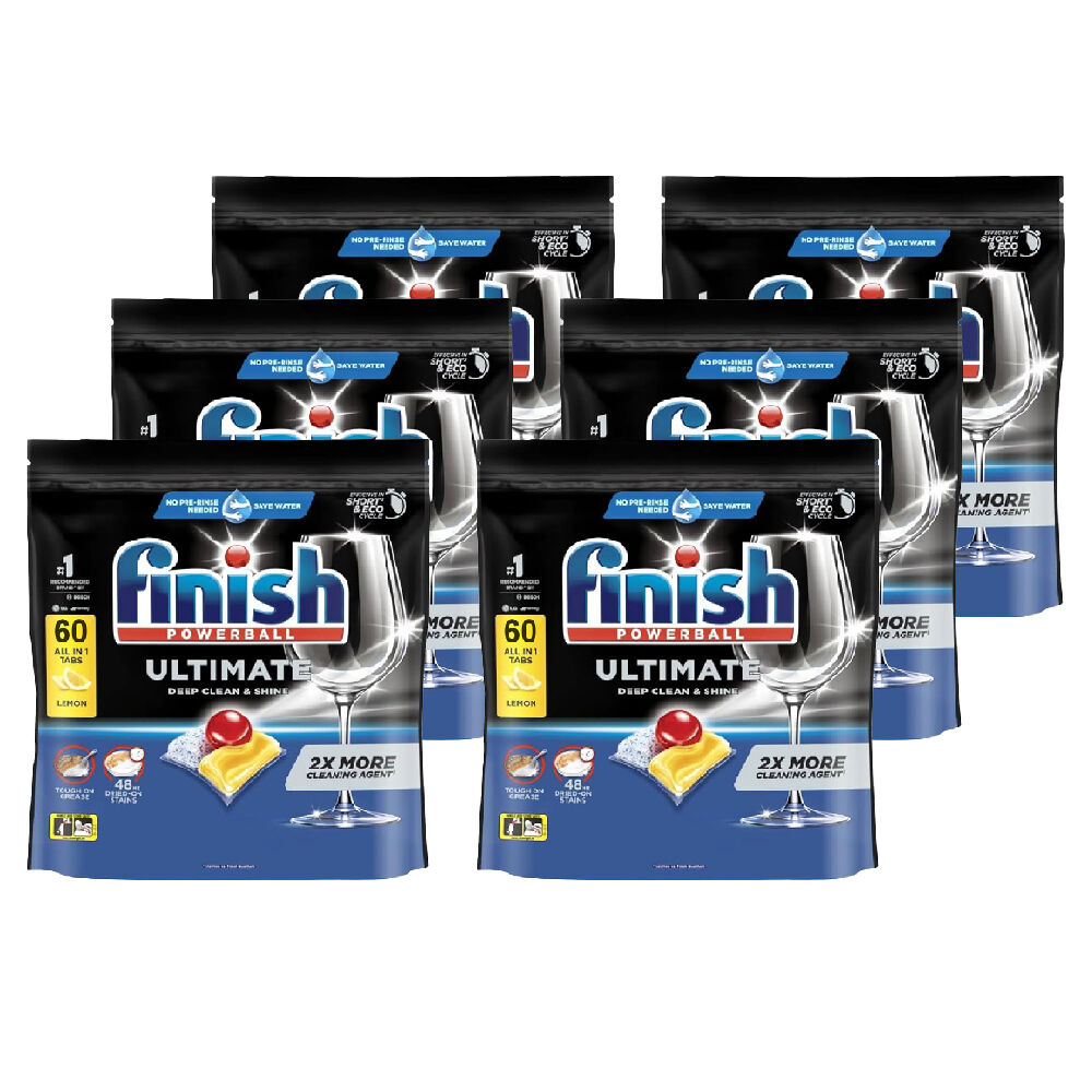 Finish 60pc Finish Powerball Ultimate Dishwasher Tablets Lemon Scented (6 Pack)