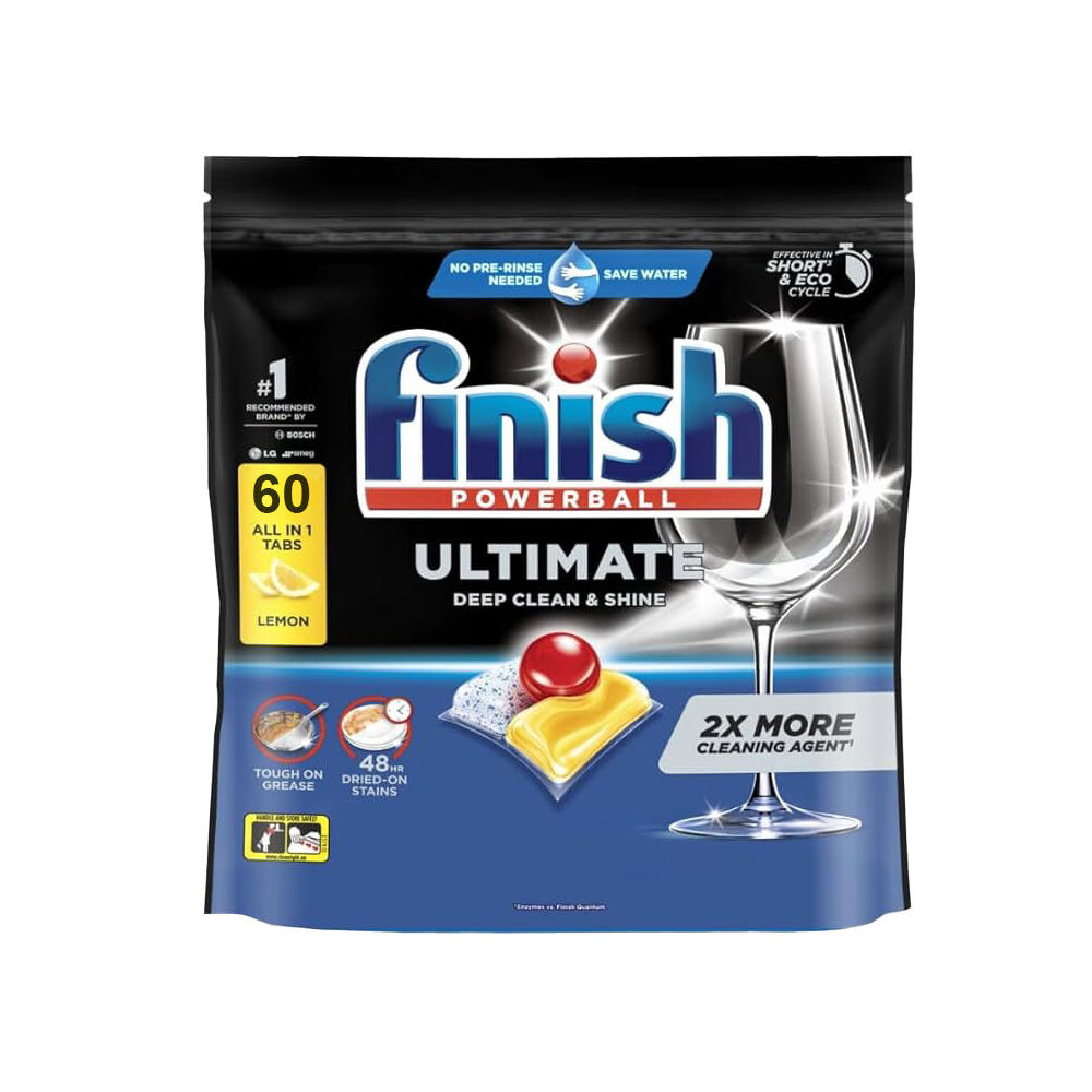 Finish 60pc Finish Powerball Ultimate Dishwasher Tablets Lemon Scented (6 Pack) — image 2