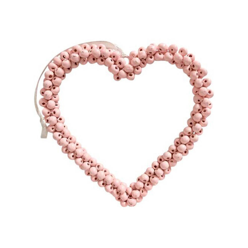 LVD Bead Heart Hanger Wooden Hanging Ornament Home/Garden Decor Pink 17cm (2 Pack) — image 2