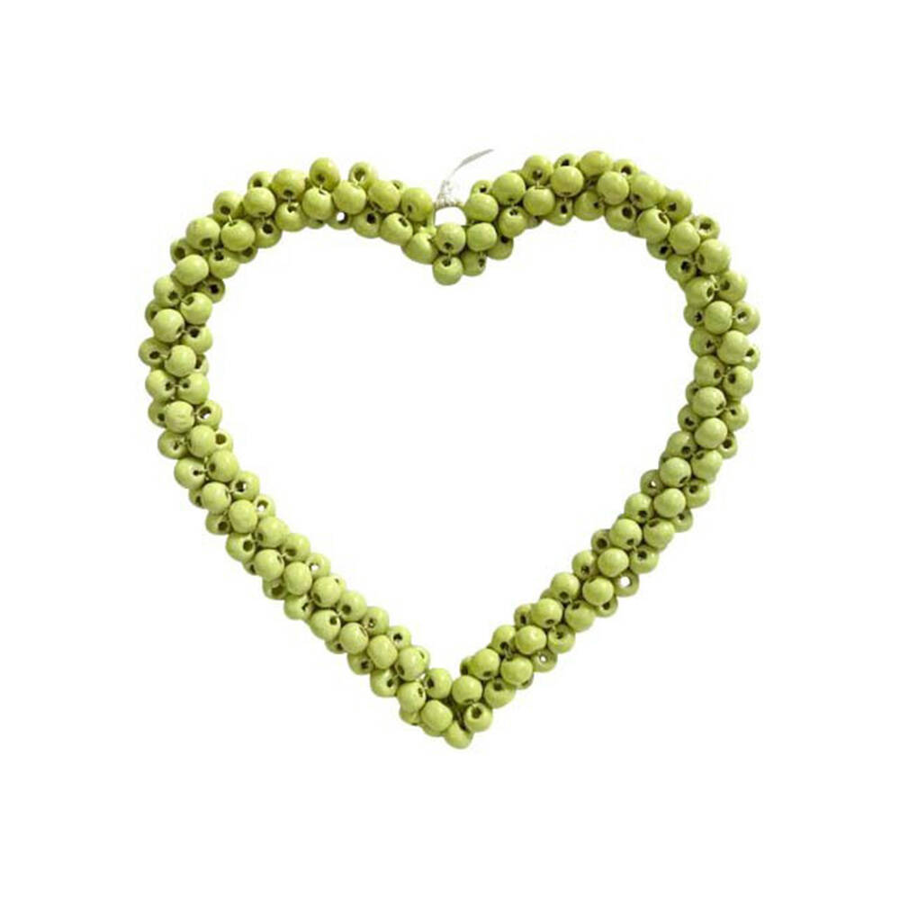 LVD Bead Heart Hanger Wooden Hanging Ornament Home/Garden Decor Green 17cm (2 Pack) — image 2