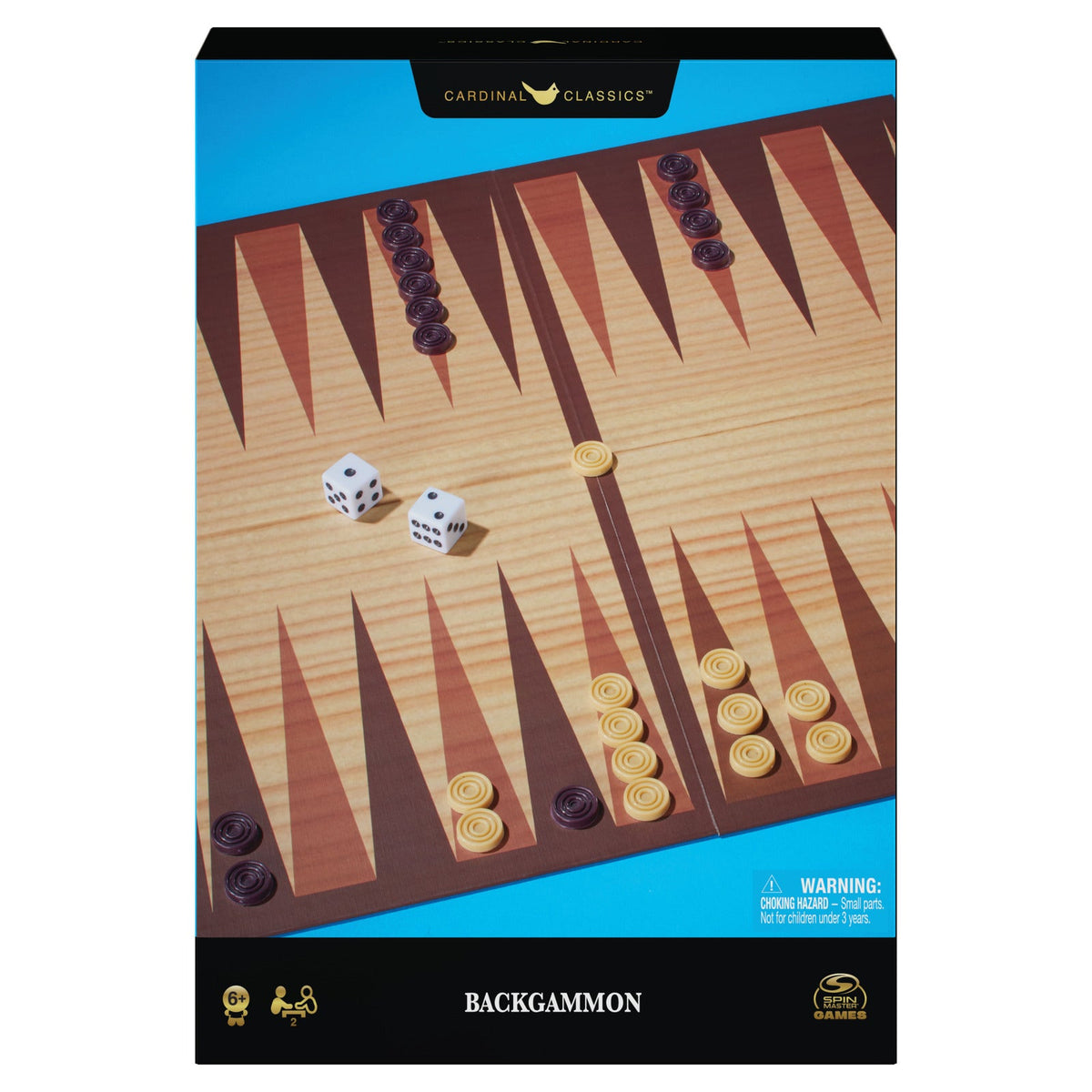 Cardinal Classic Games Backgammon Board Game Set Skill/Strategy Play 2-Player 3+ (34 Pieces)