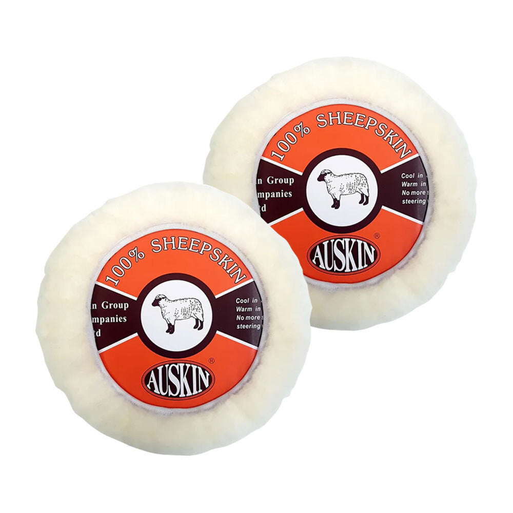 Huxford Grove Sheepskin Car/Auto Universal Soft Steering Wheel Cover Ivory (2 Pack)
