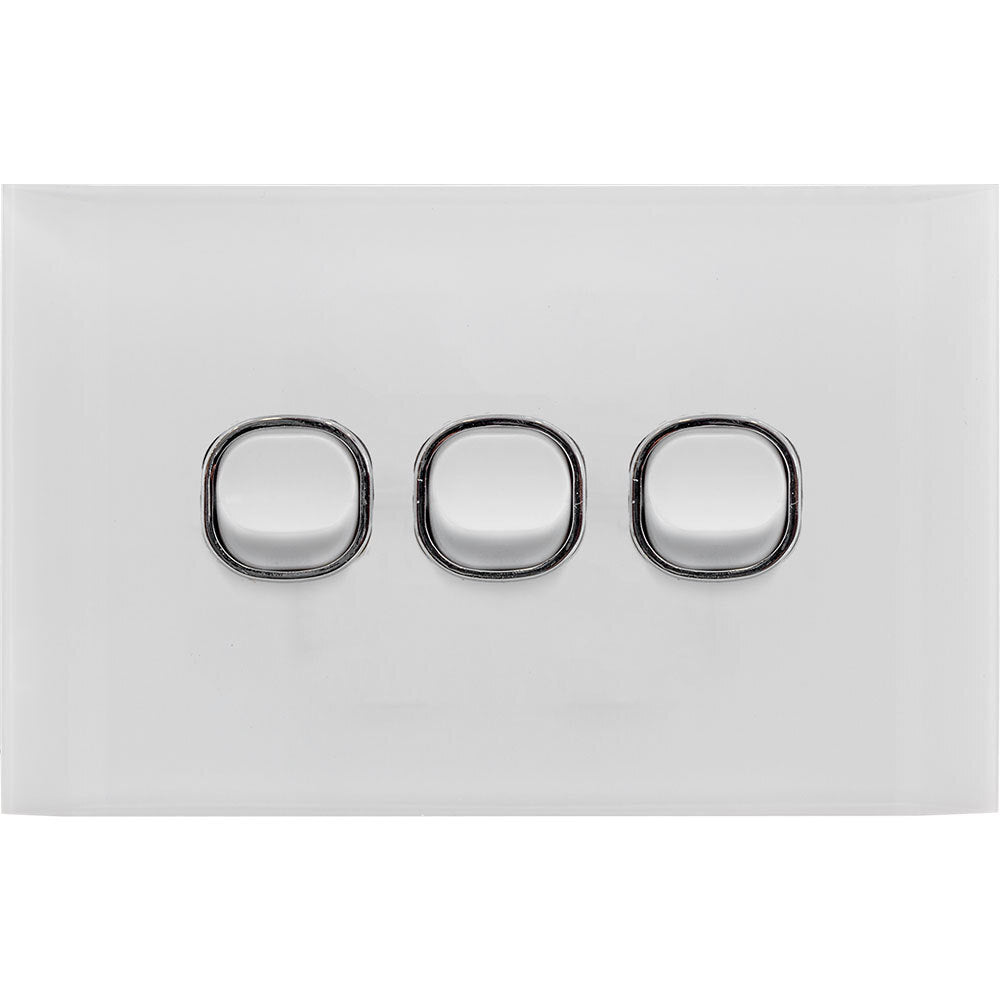 Doss ASW3 115mm Acrylic Wall Plate 3 Gang Light Power Switch 2 Way On/Off WHT (2 Pack) — image 2